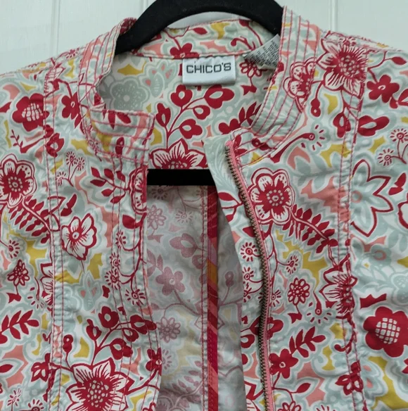 Chico's Floral Umbre Light Chino Jacket - Picture 7 of 7